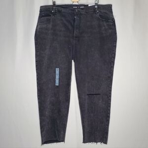 Old‎ Navy Black Jeans Women Plus 26 Extra High Rise Sky-High Straight Ankle Rip